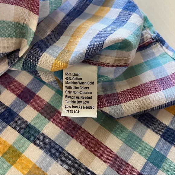 Crown & Ivy Linen Plaid Short Sleeve Button Up Shirt Multicolor Plaid Size XL - Picture 8 of 8
